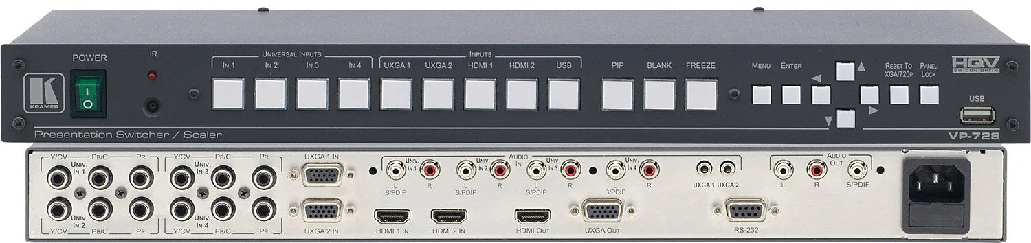 Kramer VP-728 9-Input Digital Scaler/Switcher with HDMI Outputs and PIP