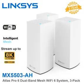Linksys Atlas Pro 6 MX5503-AH Dual-Band AX5400 Mesh WiFi 6 System (3件裝) (3 years)