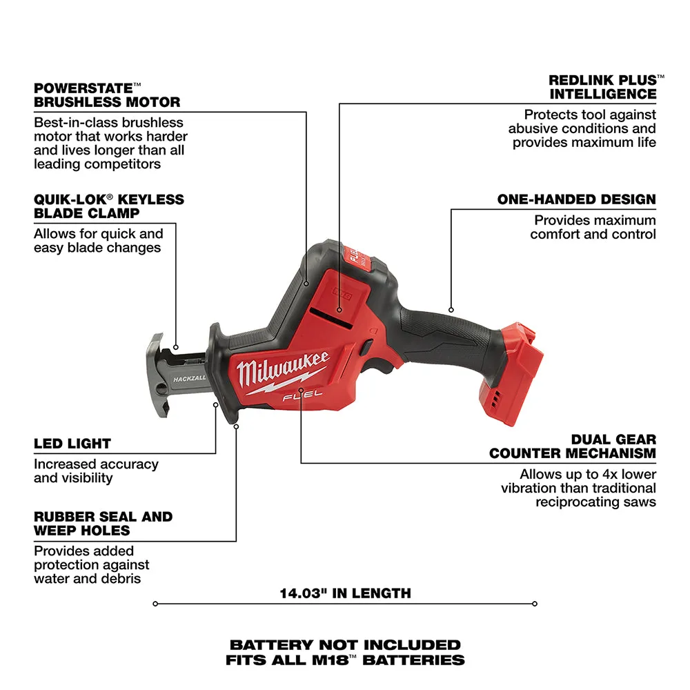 Milwaukee 3697-22HZ M18 FUEL 18V Cordless Drill / Driver Kit w/M18 FUEL HACKZALL