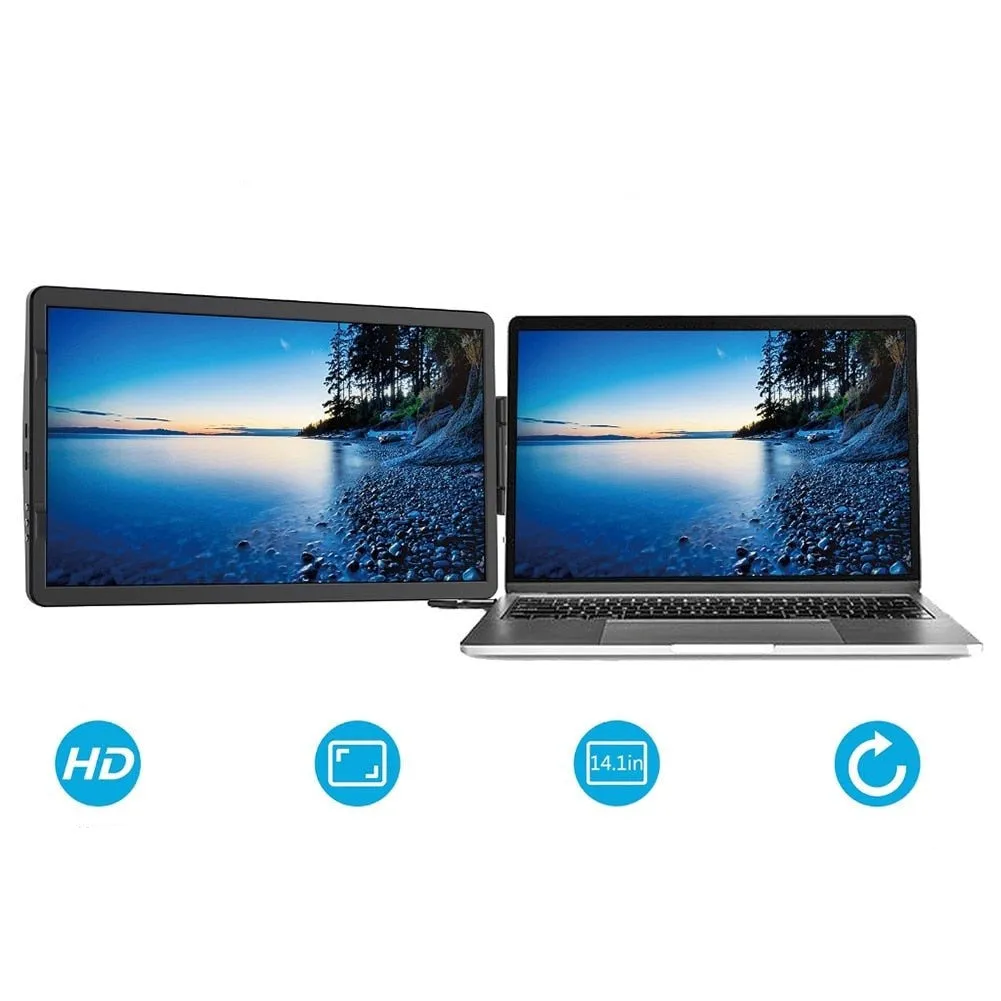 Monitor Extender Laptop - 14.1/11.6 Inch Portable Display Monitor FHD 1920X1080-Compatible for Mini Laptop/ PC/Phone