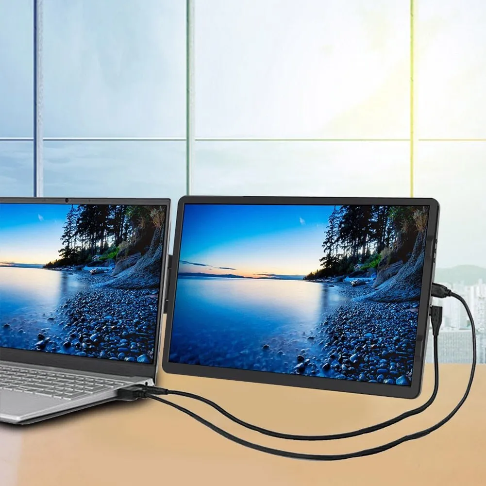 Monitor Extender Laptop - 14.1/11.6 Inch Portable Display Monitor FHD 1920X1080-Compatible for Mini Laptop/ PC/Phone