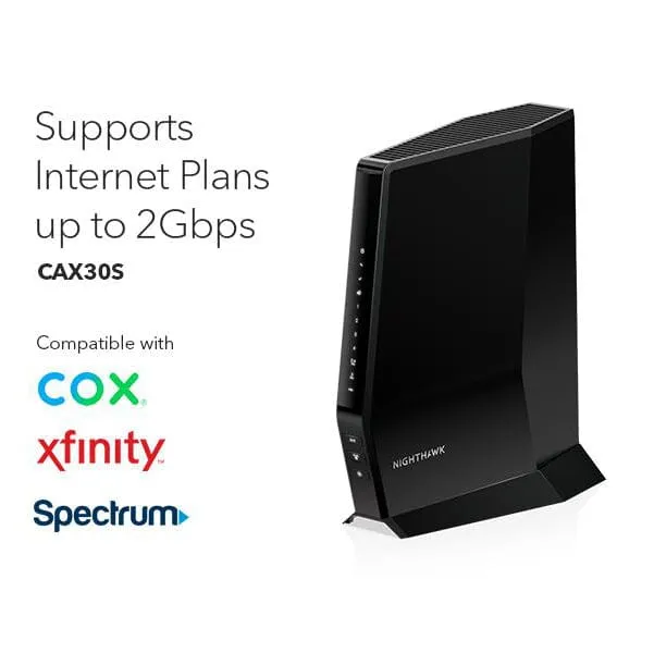 NETGEAR Nighthawk DOCSIS AX2700 3.1 2.7Gbps Two-in-One Cable Modem Router (CAX30-100NAS) (Refurbished)