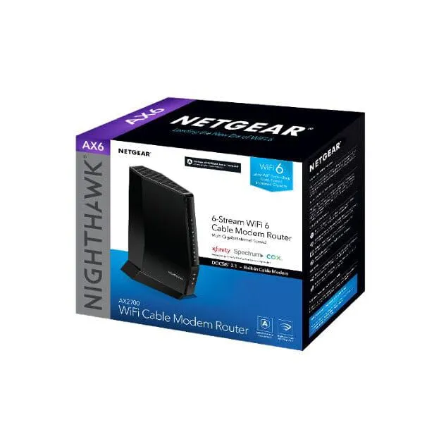 NETGEAR Nighthawk DOCSIS AX2700 3.1 2.7Gbps Two-in-One Cable Modem Router (CAX30-100NAS) (Refurbished)