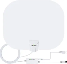 New TV Antenna, 2021 Newest Indoor Digital HDTV Antenna 130 Miles Range with Amplifier Signal Booster, 4K HD VHF UHF Freeview for Life Local Channels Support All Television -16.5ft Coax Cable (White)