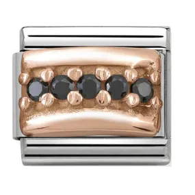 NOMINATION Charm Rose Gold with Black CZ Bridge