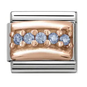 NOMINATION Charm Rose Gold with Blue CZ Bridge