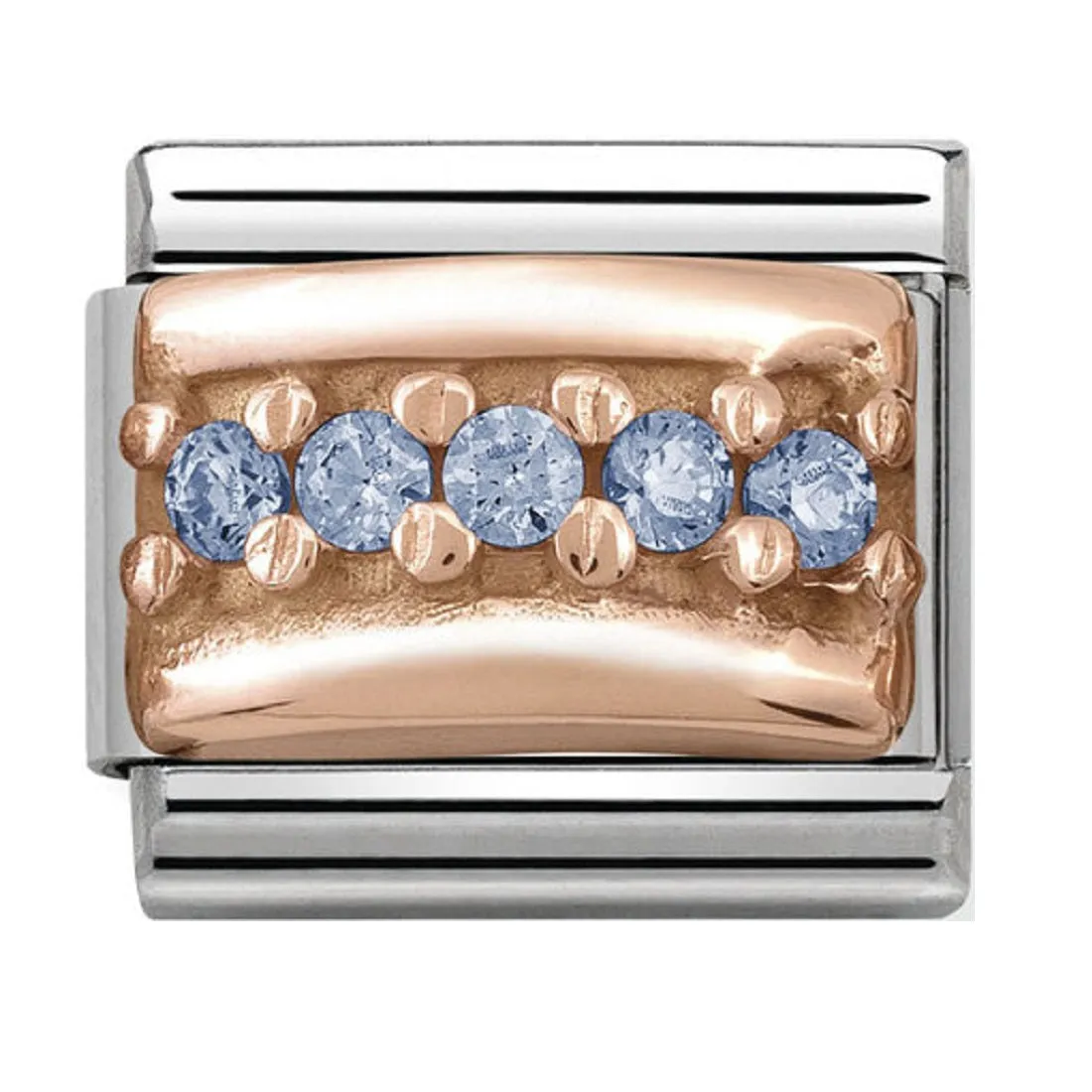 NOMINATION Charm Rose Gold with Blue CZ Bridge