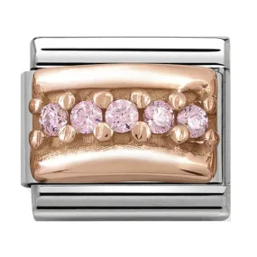 NOMINATION Charm Rose Gold with Pink CZ Bridge
