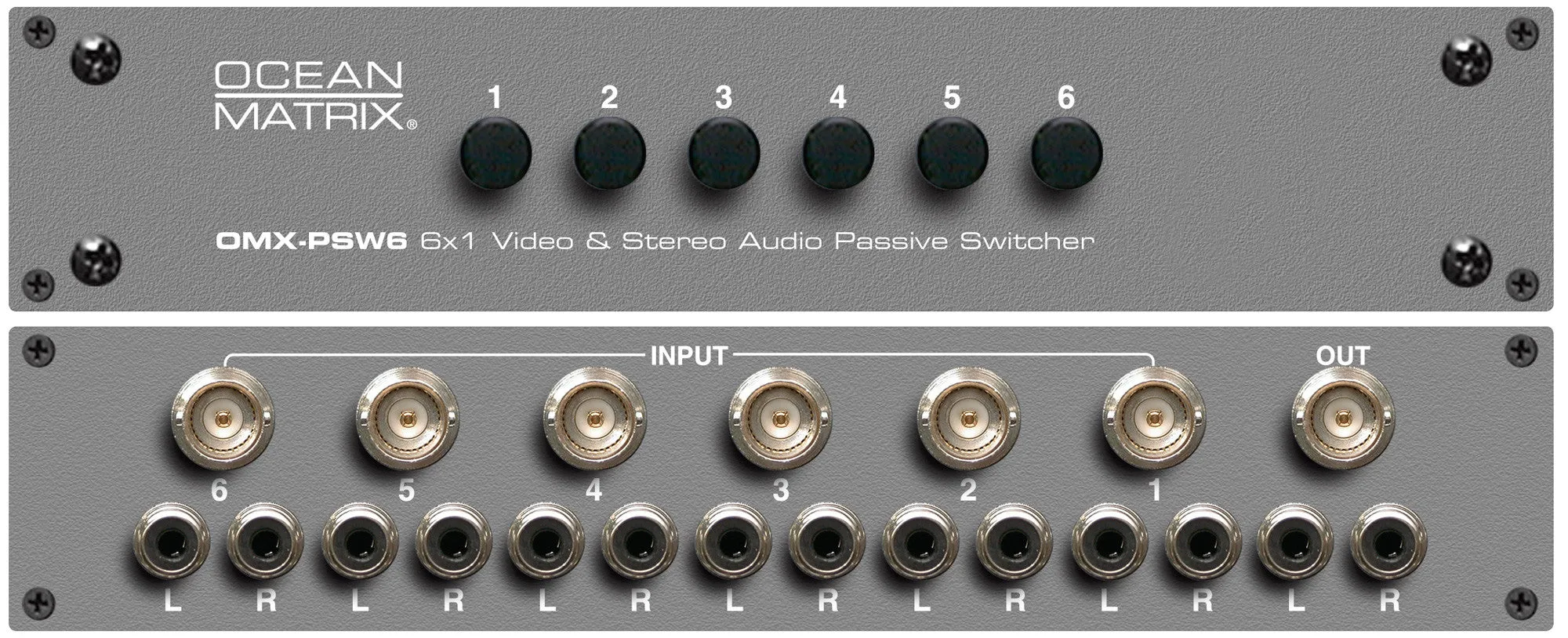Ocean Matrix OMX-PSW6 6x1 Passive Video & Stereo Audio Switcher