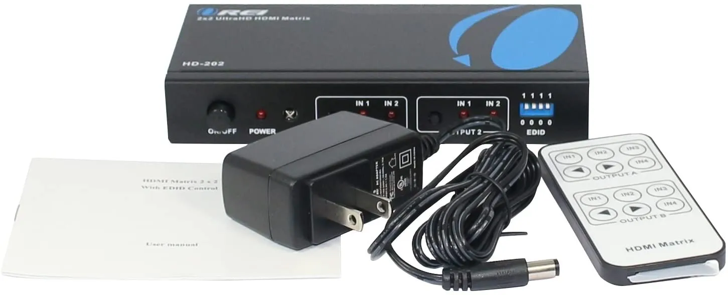 OREI HD-202: 2x2 HDMI Matrix Switch and Splitter HD Resolutions Up To 4K/2K
