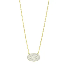 Pavé Oval Pendant Necklace