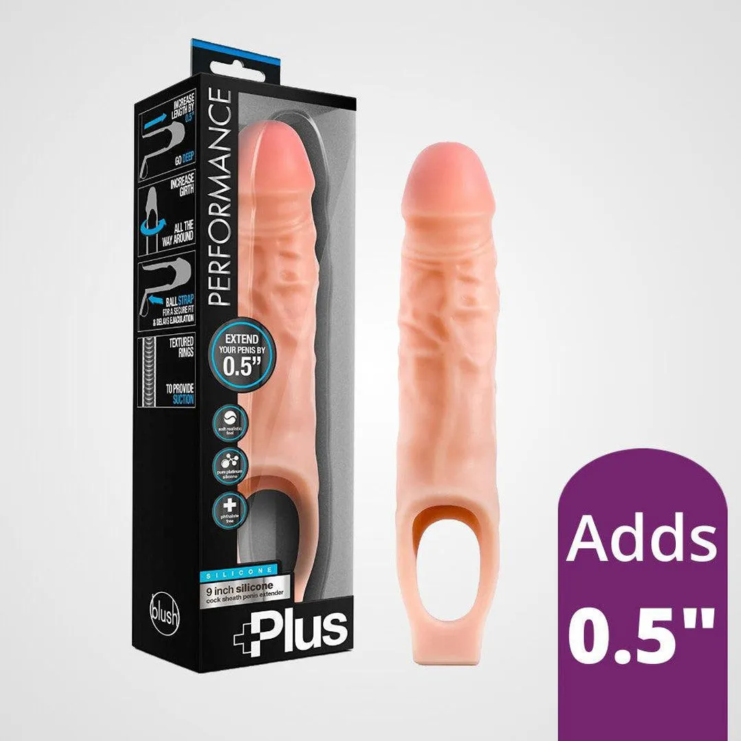 Performance Plus 9" Silicone Cock Sheath Penis Extender - Vanilla