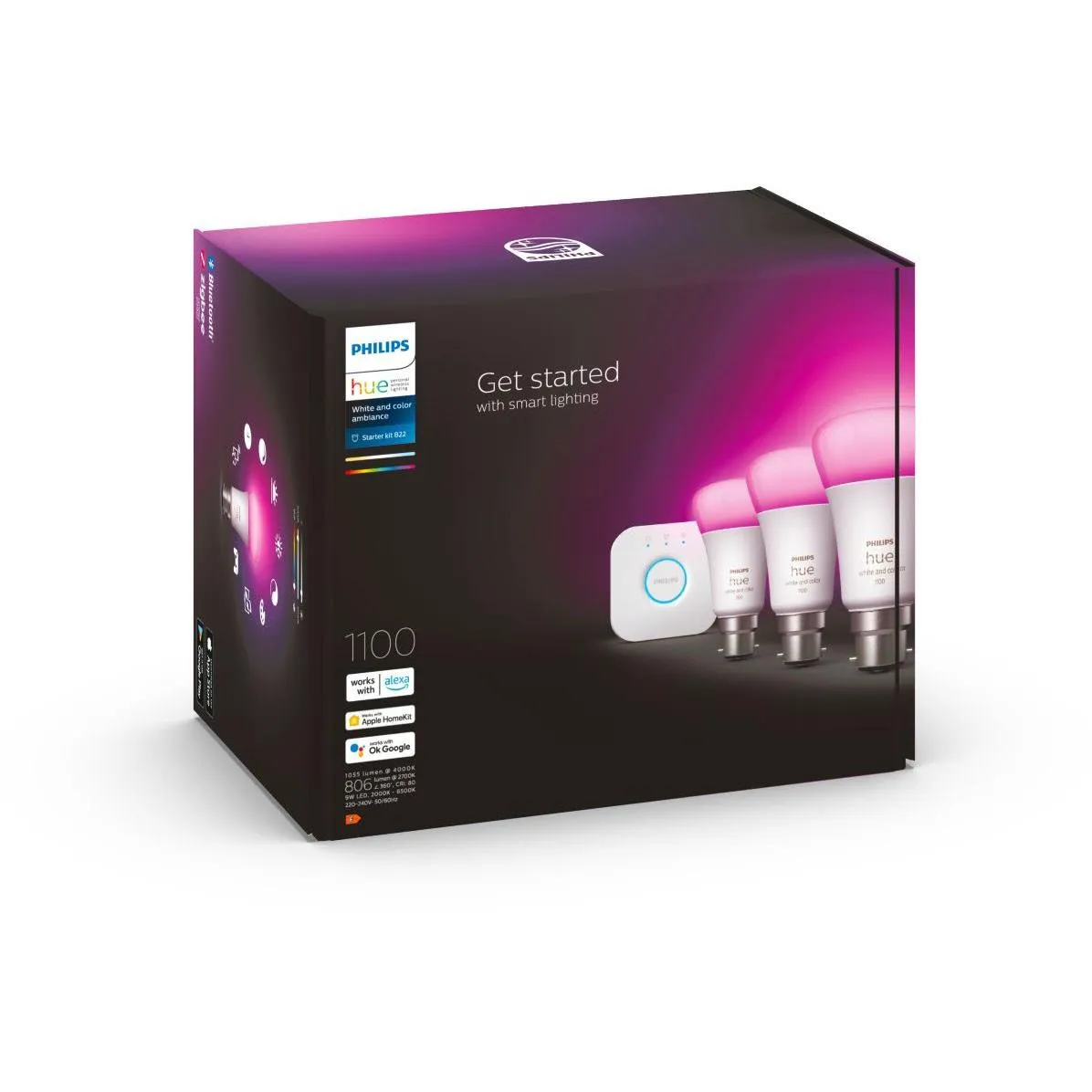 Philips Hue B22 A60 Colour Bluetooth Starter Kit [2022]