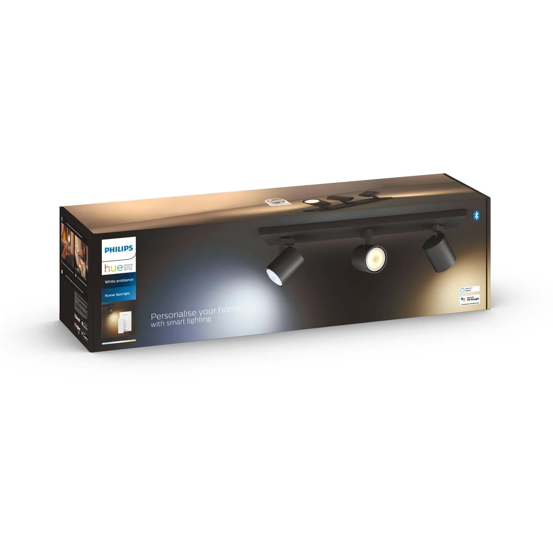 Philips Hue Runner mit Dimmschalter (3er-Spot, Schwarz)