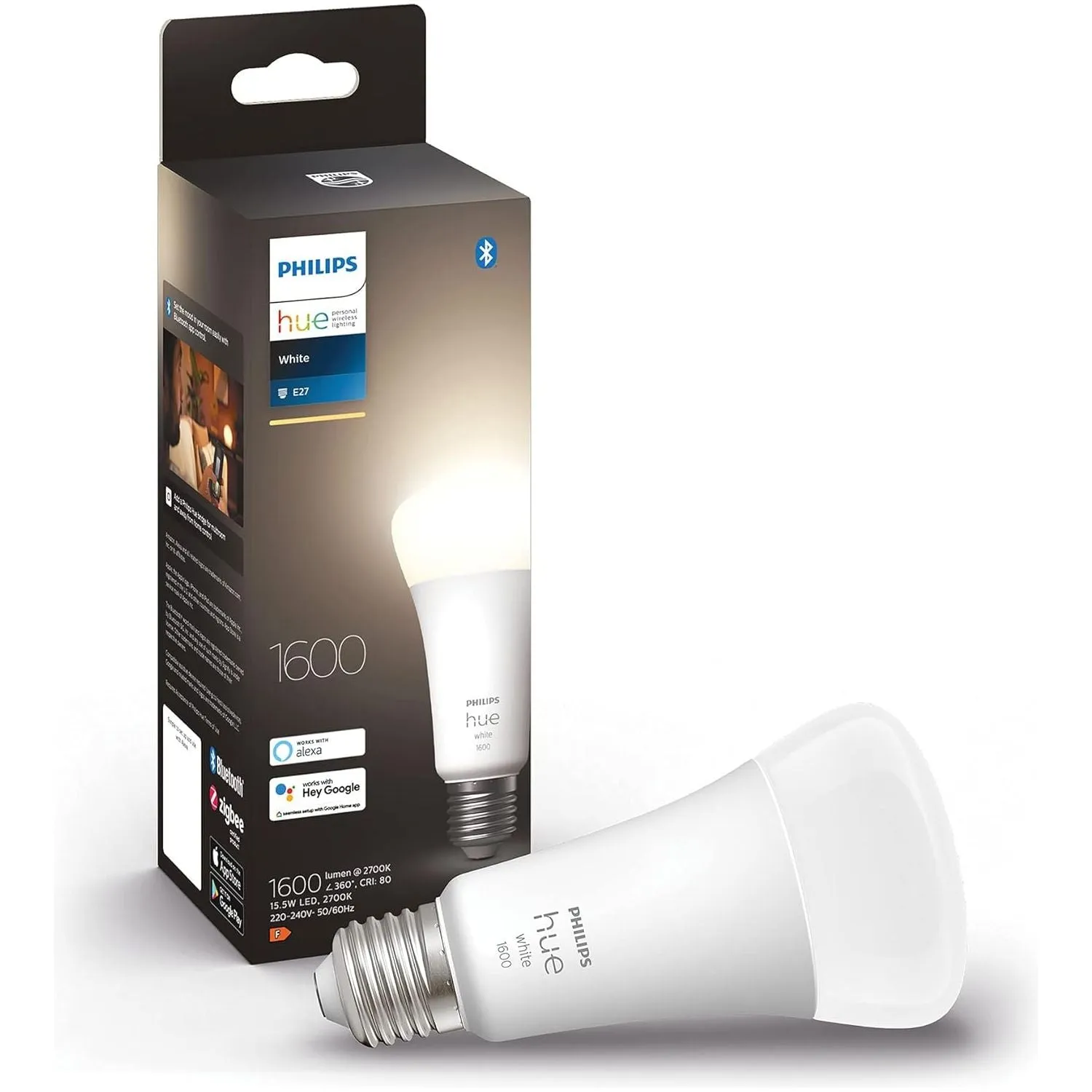 Philips Hue White Ambiance Smart LED Bulb B22 Bayonet - 1600 Lumens (100W), Works with Alexa, Google Assistant & HomeKit