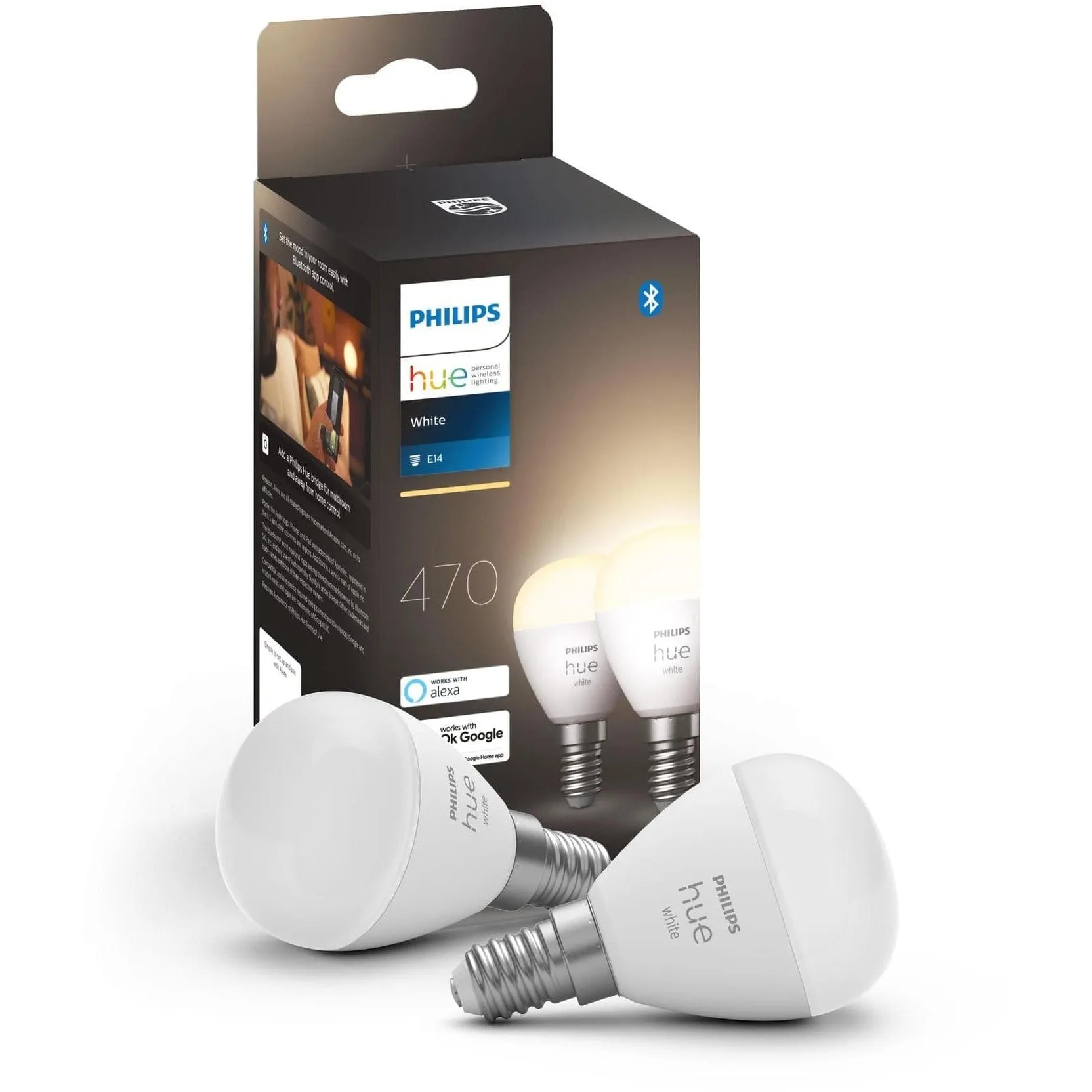 Philips Hue White Luster Doppelpack (E14, 470lm)