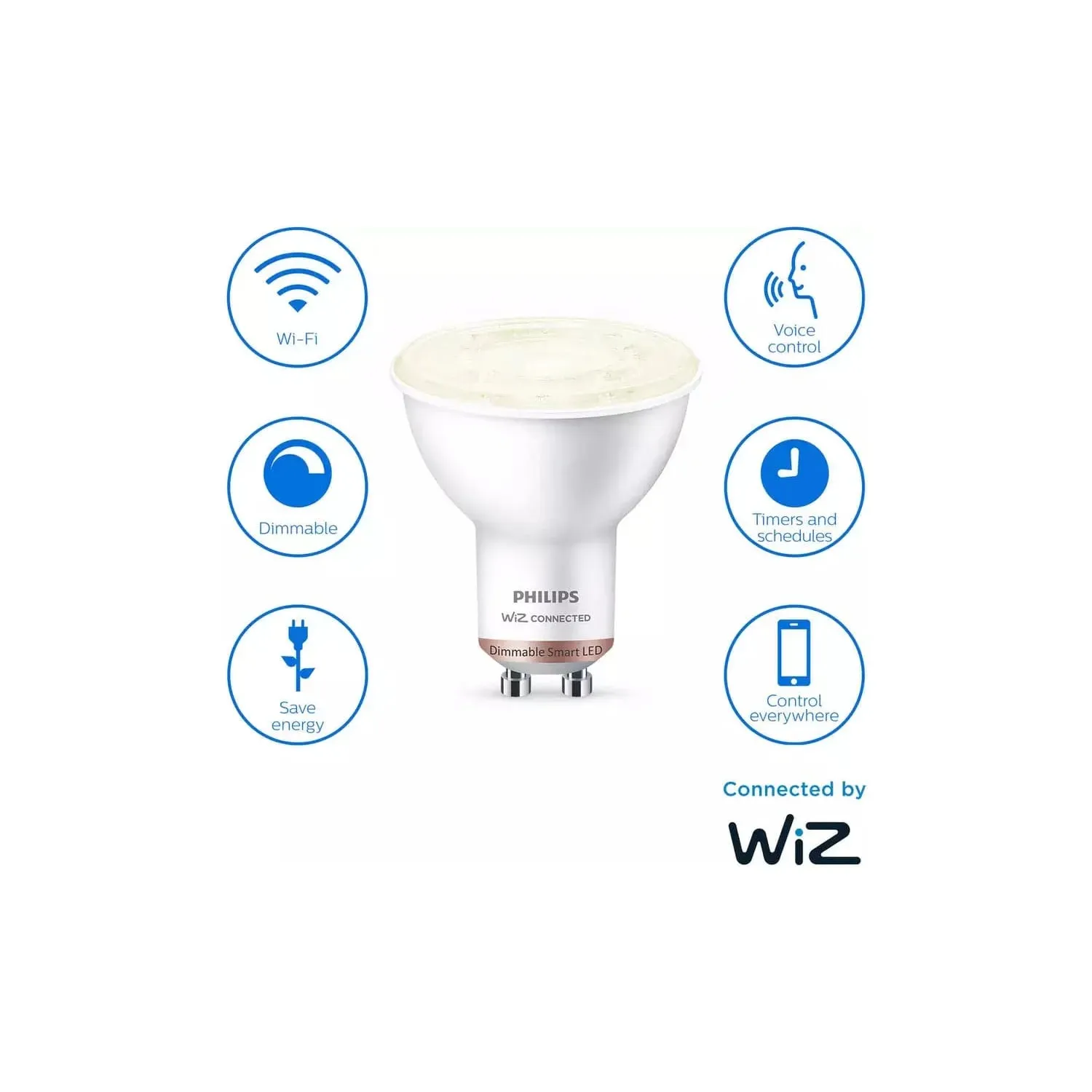 Philips WiZ GU10 White Smart LED Wi-Fi Bulb