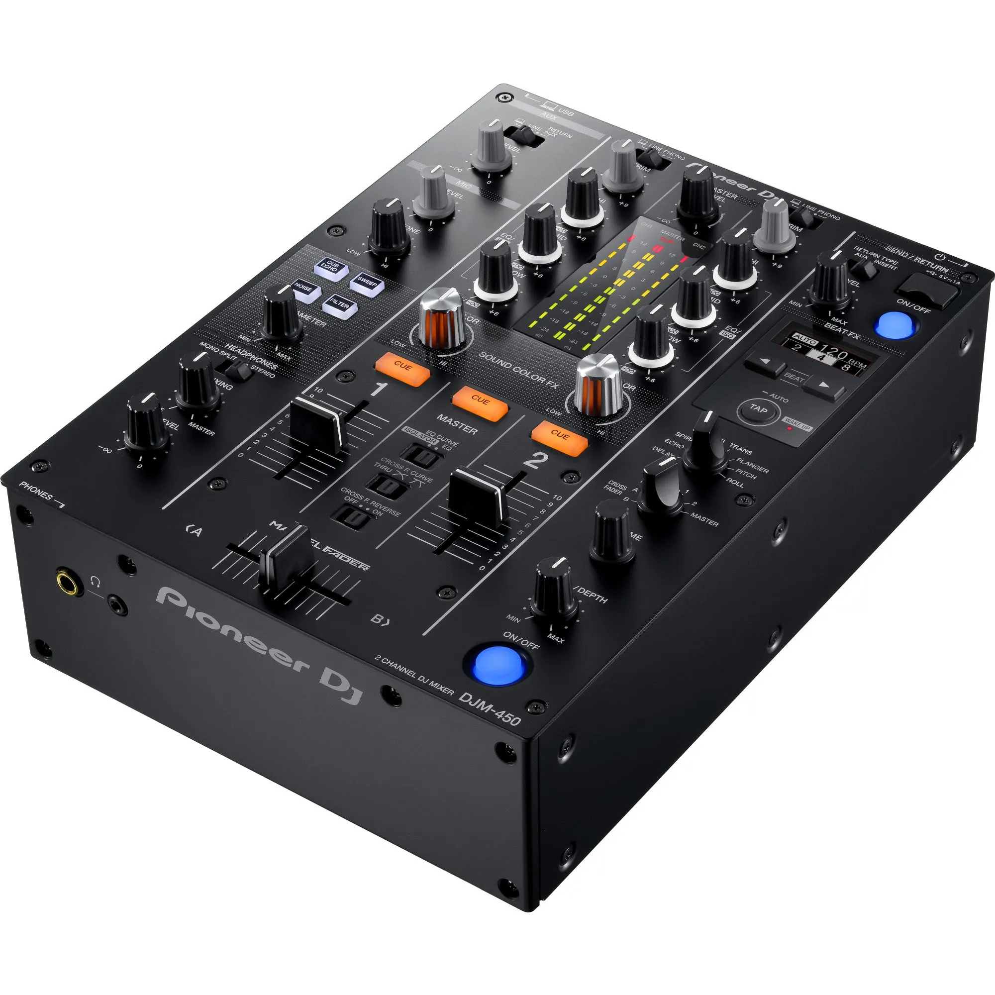 Pioneer DJ DJM-450 2-Channel DJ Mixer with Beat FX, Professional DJ Equipment Audio Interface Switcher