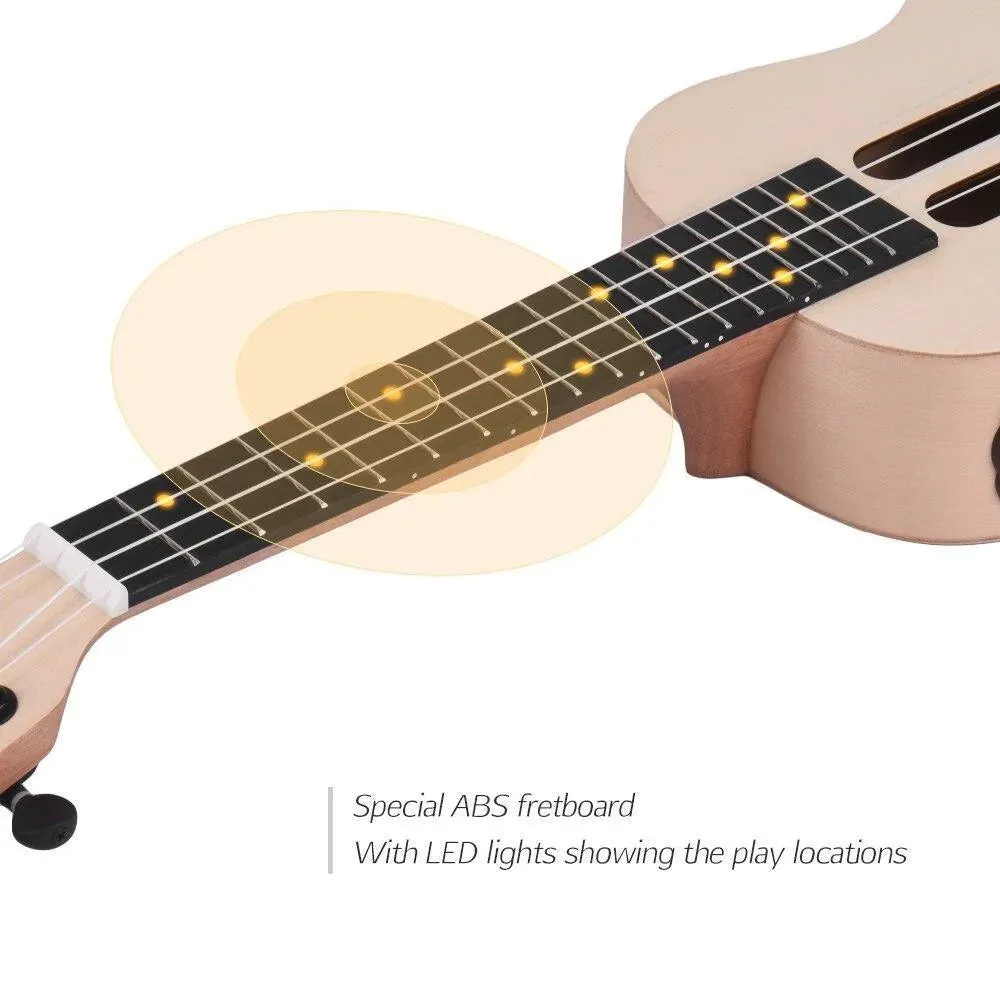Populele U1 23in Concert Size 4 String Smart Ukulele with APP Controlled LED Light Bluetooth