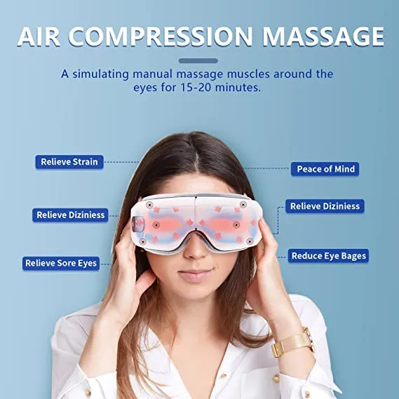 Portable Eye Massager With Heat & Vibrations | With Bluetooth Music, Remove Dark Eye Circles, Wrinkles, Puffy and Sore Eyes & Improve Sleep