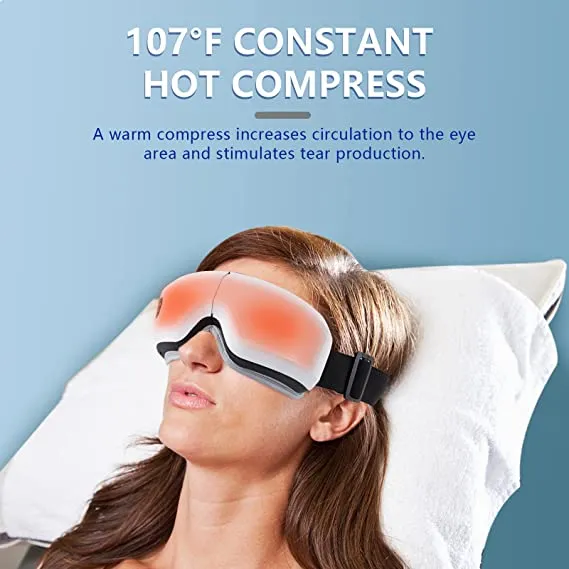 Portable Eye Massager With Heat & Vibrations | With Bluetooth Music, Remove Dark Eye Circles, Wrinkles, Puffy and Sore Eyes & Improve Sleep