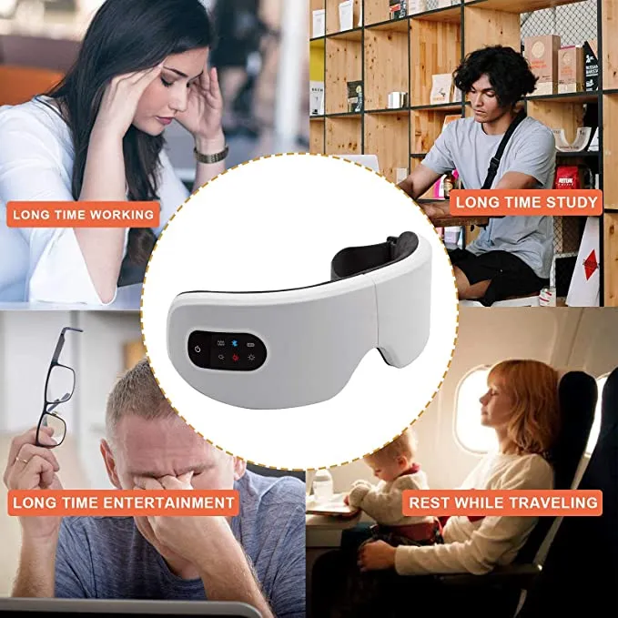 Portable Eye Massager With Heat & Vibrations | With Bluetooth Music, Remove Dark Eye Circles, Wrinkles, Puffy and Sore Eyes & Improve Sleep