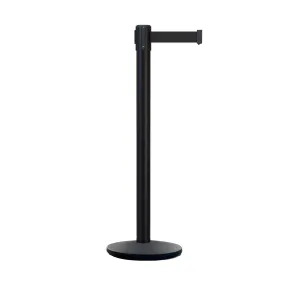 Retractable Belt Barrier Stanchion, Black Post with Heavy Duty Cast Iron Base, 14 ft Belt – Montour Line MI650