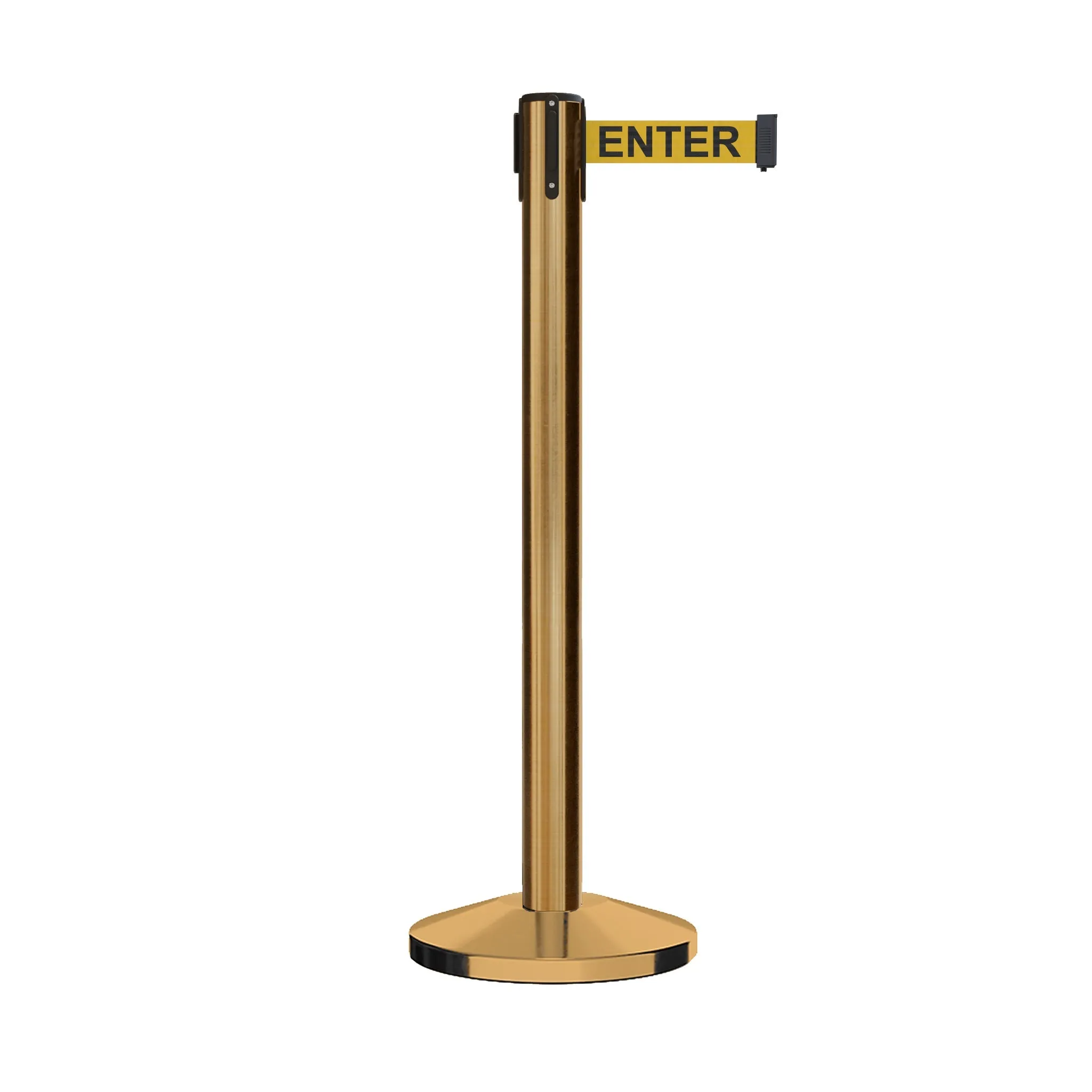 Retractable Belt Barrier Stanchion, Sloped Base, 14 ft Belt - Montour Line M650
