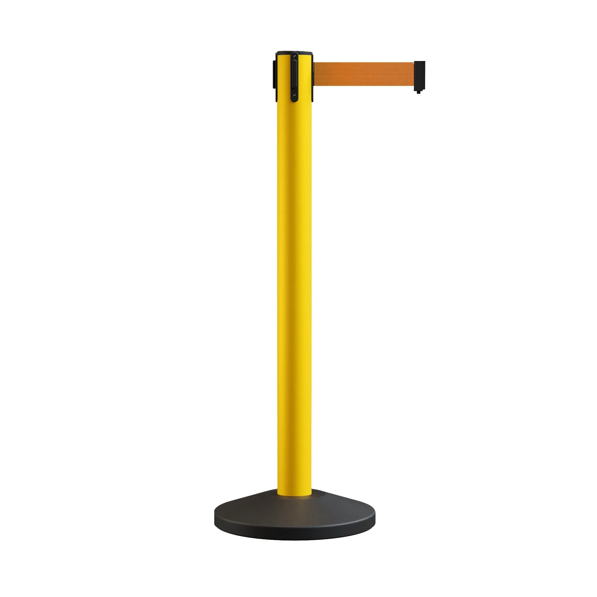 Retractable Belt Barrier Stanchion, Sloped Base, 14 ft Belt - Montour Line M650