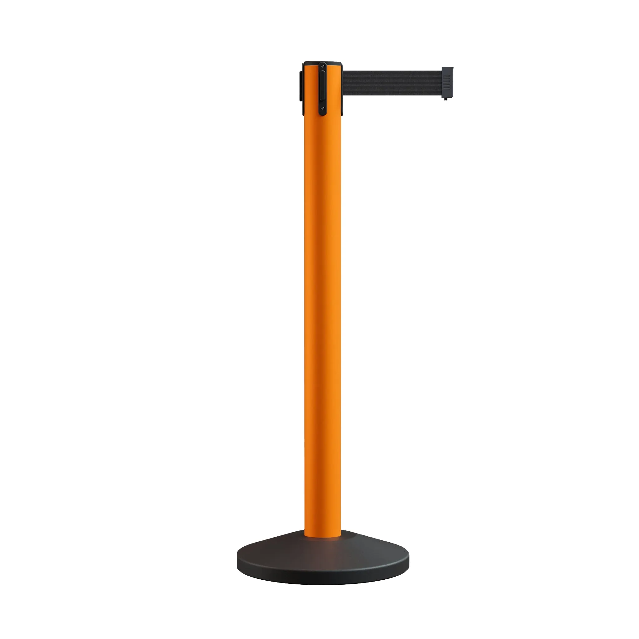 Retractable Belt Barrier Stanchion, Sloped Base, 14 ft Belt - Montour Line M650