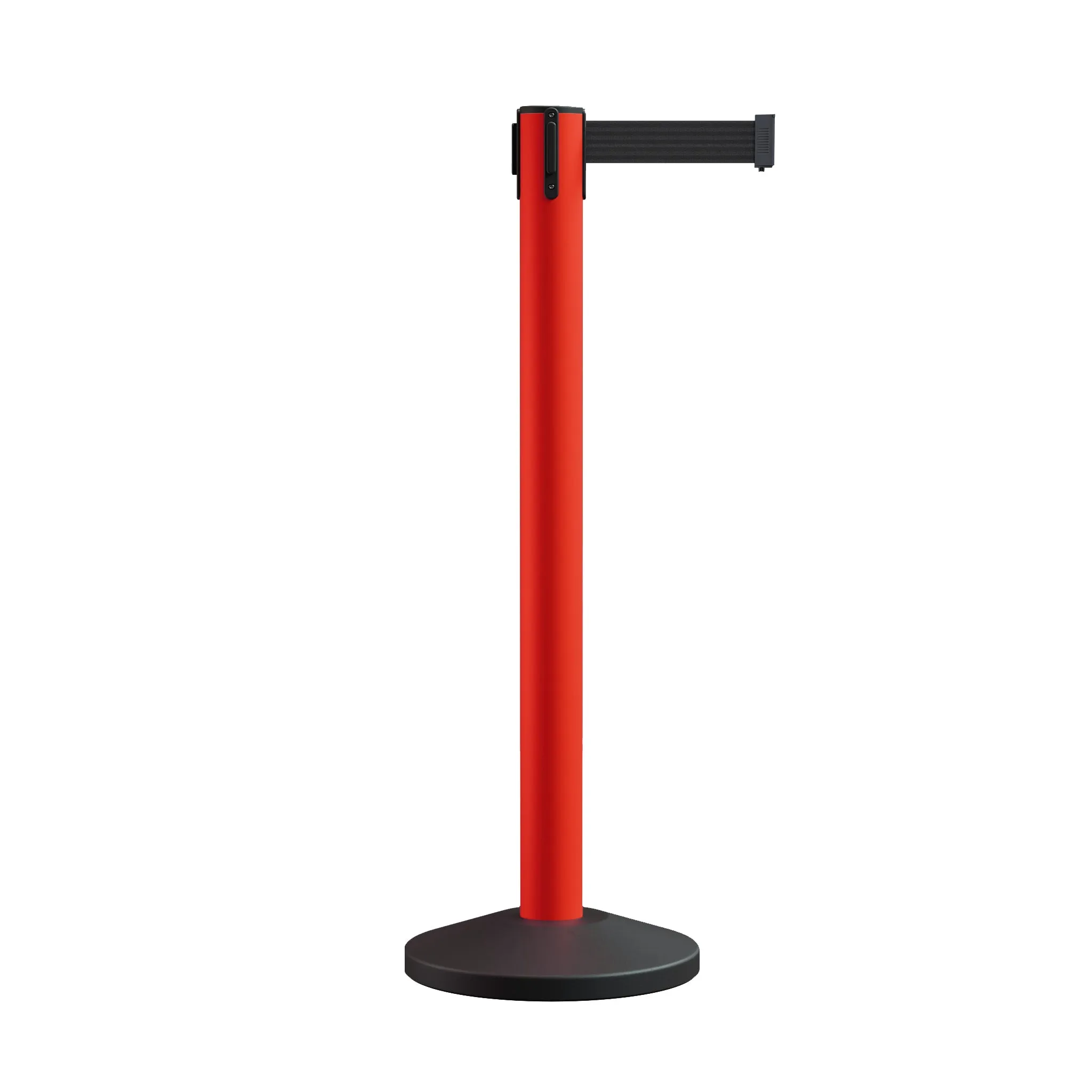 Retractable Belt Barrier Stanchion, Sloped Base, 14 ft Belt - Montour Line M650