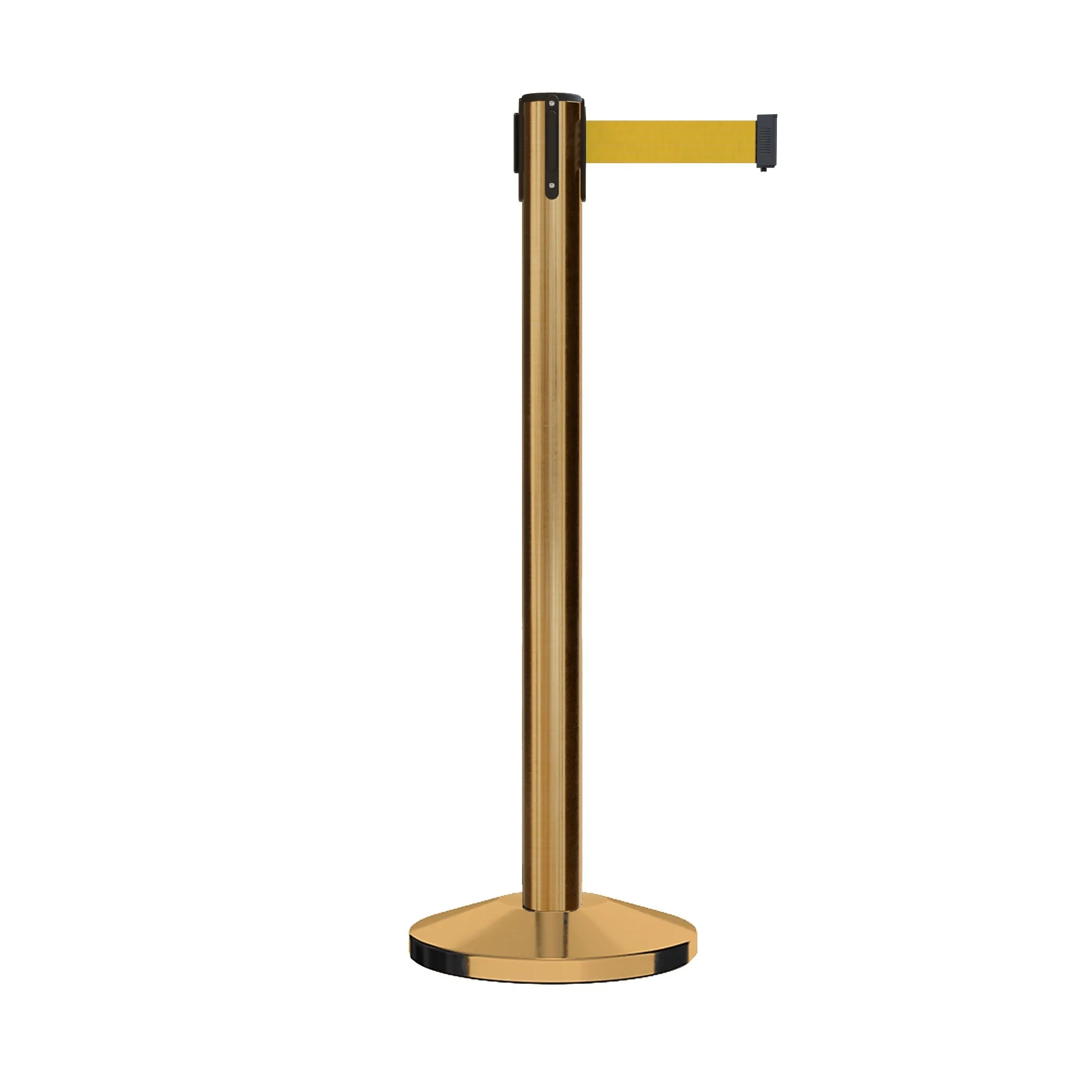 Retractable Belt Barrier Stanchion, Sloped Base, 14 ft Belt - Montour Line M650