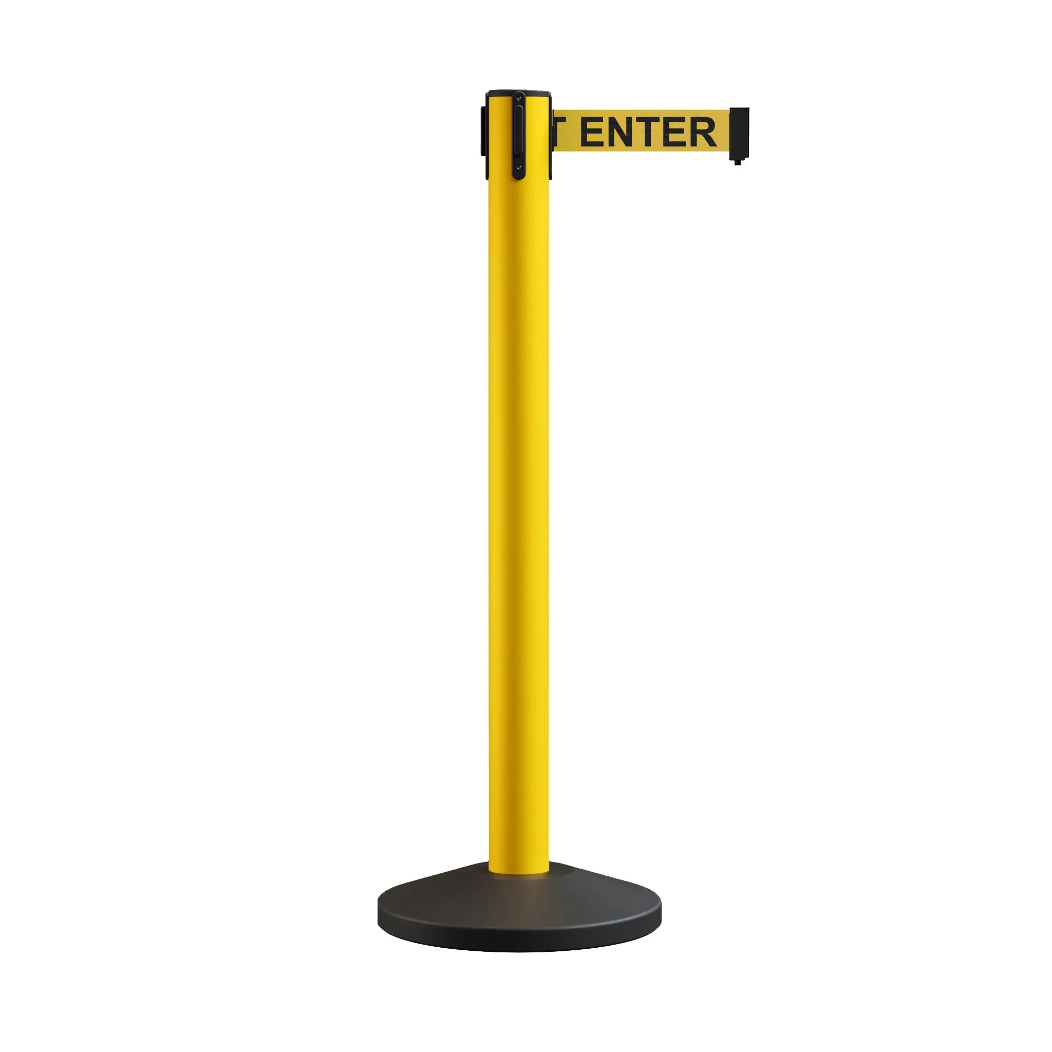 Retractable Belt Barrier Stanchion, Sloped Base, 14 ft Belt - Montour Line M650