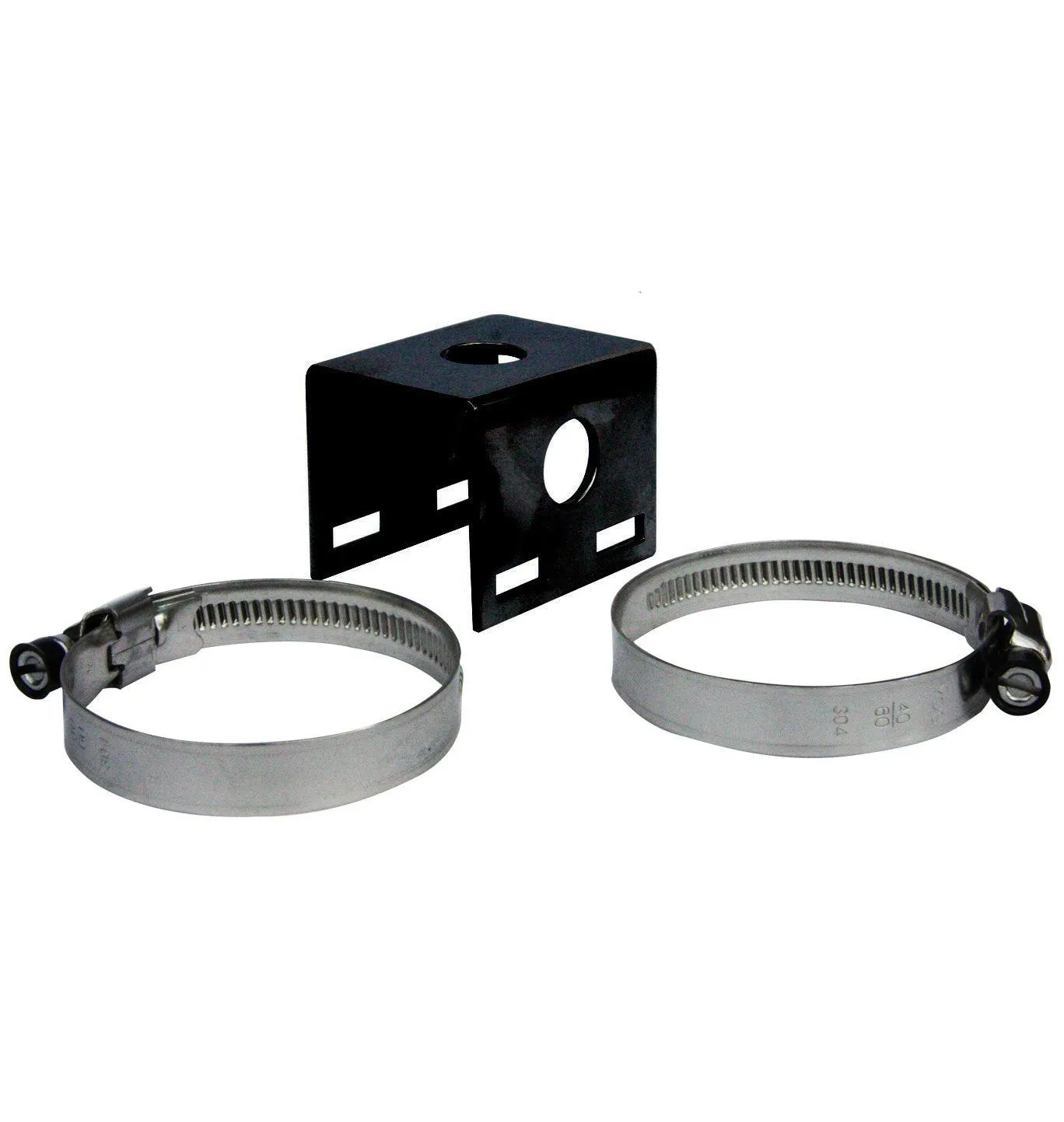 RFI BBM-3 Mounting Bracket for Mobile Signal Booster Antenna - Black with Stainless Steel Hose Clamps