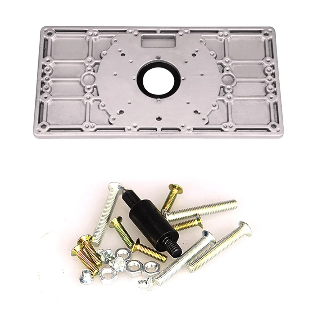 Router Table Insert Plate Woodworking Benches Aluminium Wood Router Trimmer Models Engraving Machine with 4 Ring Tools