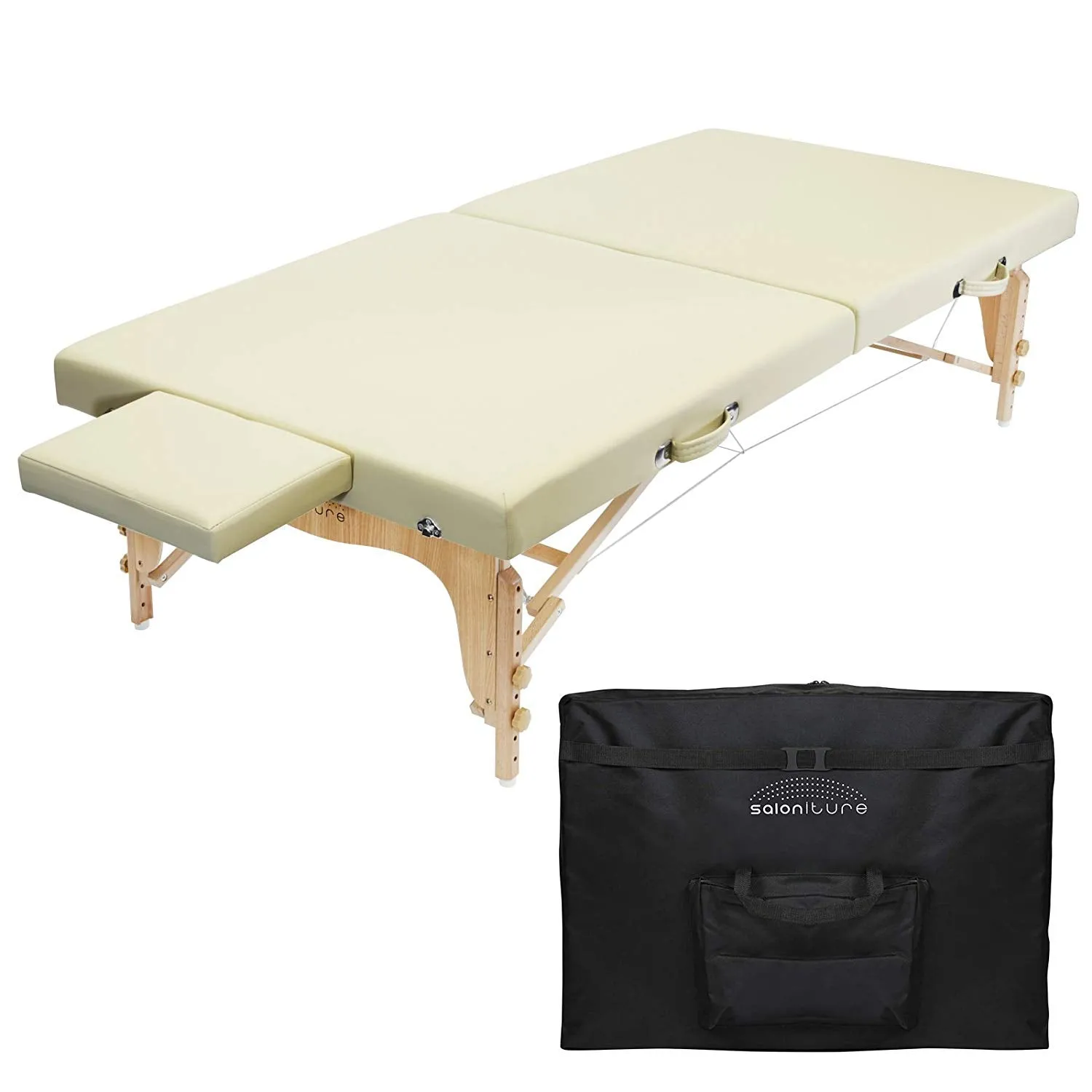 Saloniture Portable Physical Therapy Massage Table - Low to Ground Stretching Treatment Mat Platform - Black