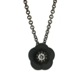 Series 46 | Cherry Blossom Pendant, Blackened Silver   .09ct. Diamond (SMALL)