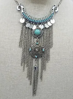 Silver Fringe Ethic Necklace