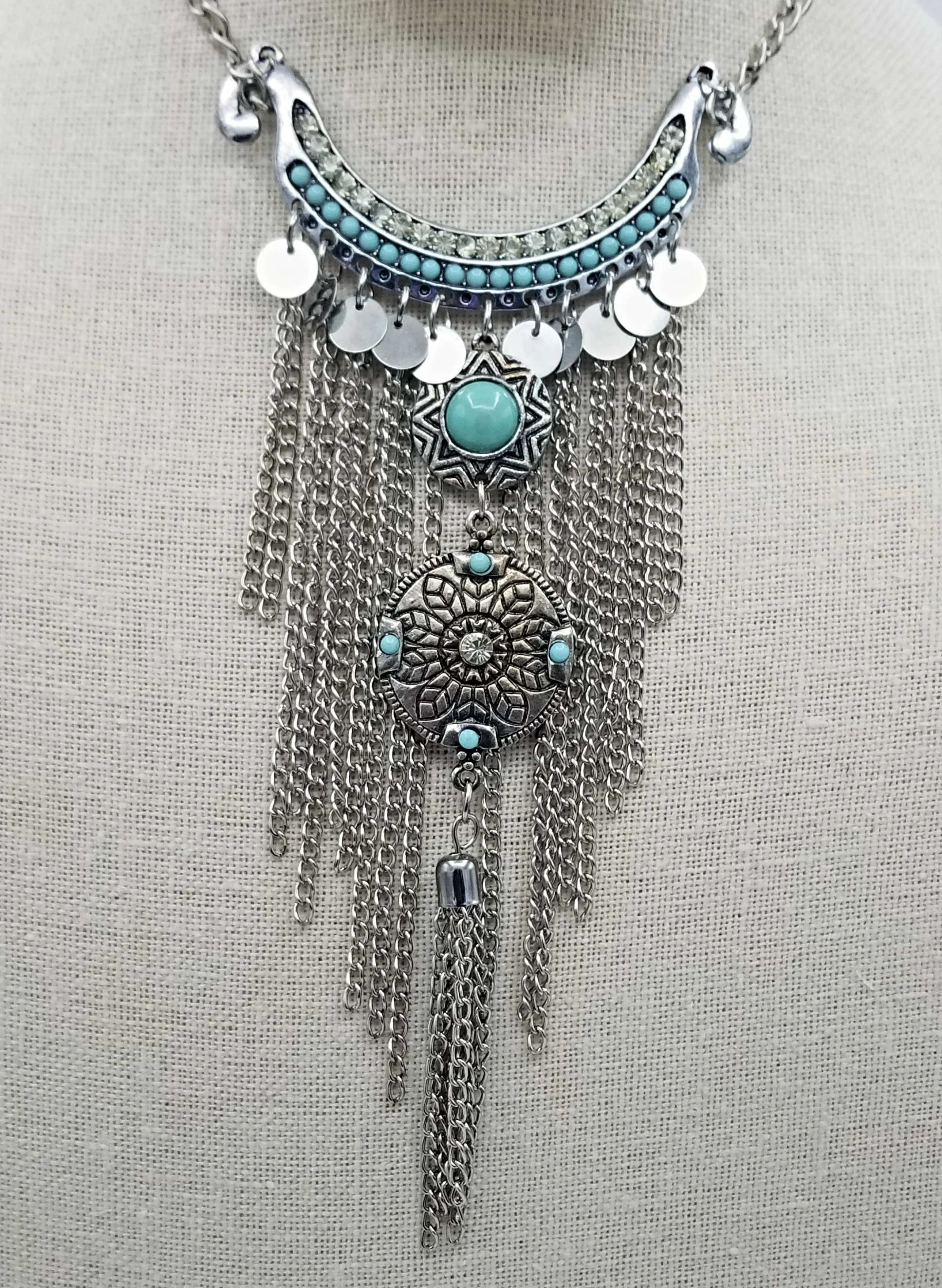 Silver Fringe Ethic Necklace