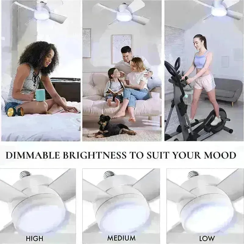 Smart Socket Light Fan With Remote Adjustable Screw Mouth Intelligent Remote Control Integrated LED Fan Light