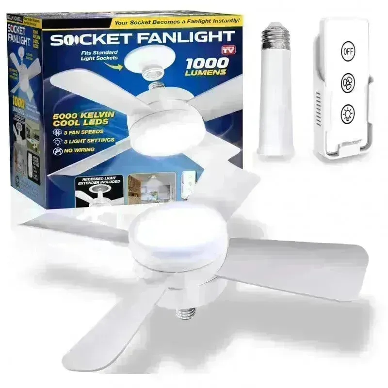 Smart Socket Light Fan With Remote Adjustable Screw Mouth Intelligent Remote Control Integrated LED Fan Light