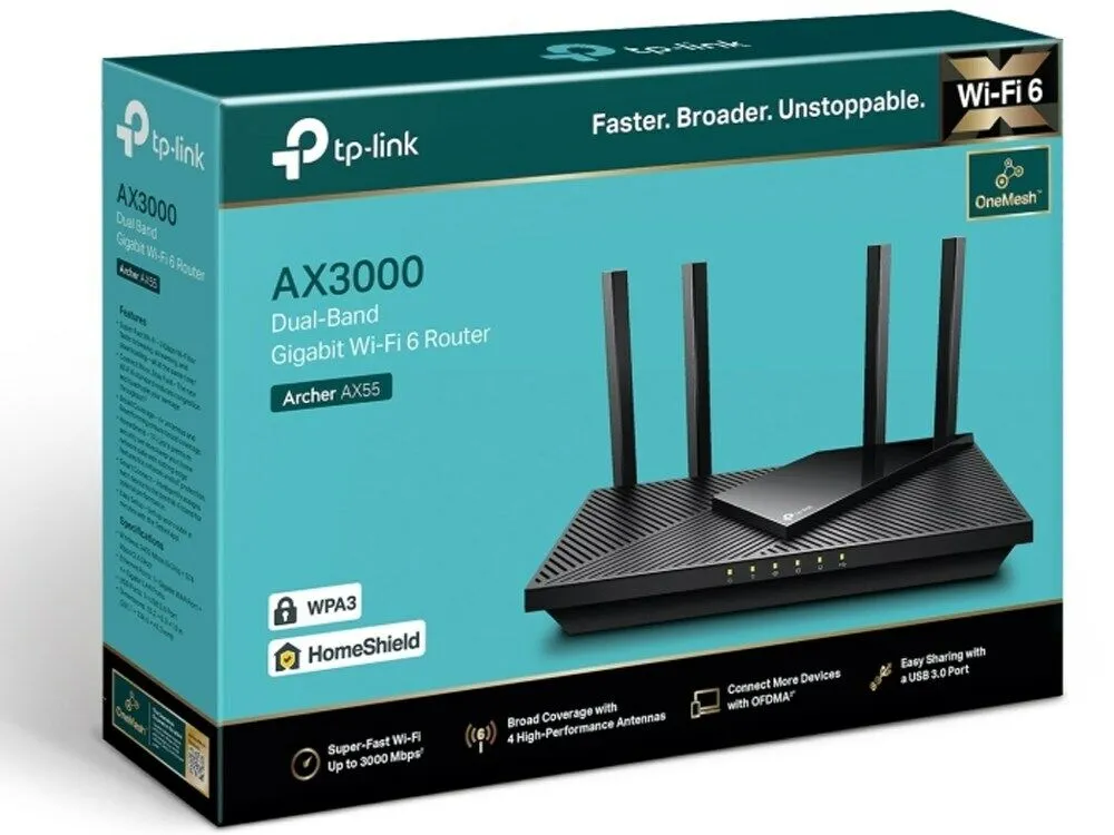 TP-Link Archer AX55 AX3000 Dual Band Gigabit Wi-Fi 6 Router