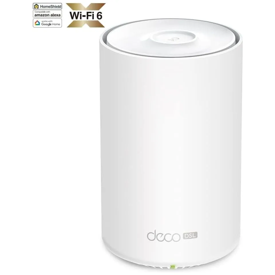 TP-Link AX3000 VDSL Whole Home Mesh Wi-Fi 6 Router, Dual-Band with 4x Gigabit WAN/LAN Ethernet ports, Connect up to 150 devices, Super VDSL2 Speed, HomeShield Security, work with Alexa (Deco X50-DSL)