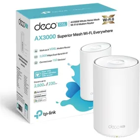 TP-Link AX3000 VDSL Whole Home Mesh Wi-Fi 6 Router, Dual-Band with 4x Gigabit WAN/LAN Ethernet ports, Connect up to 150 devices, Super VDSL2 Speed, HomeShield Security, work with Alexa (Deco X50-DSL)