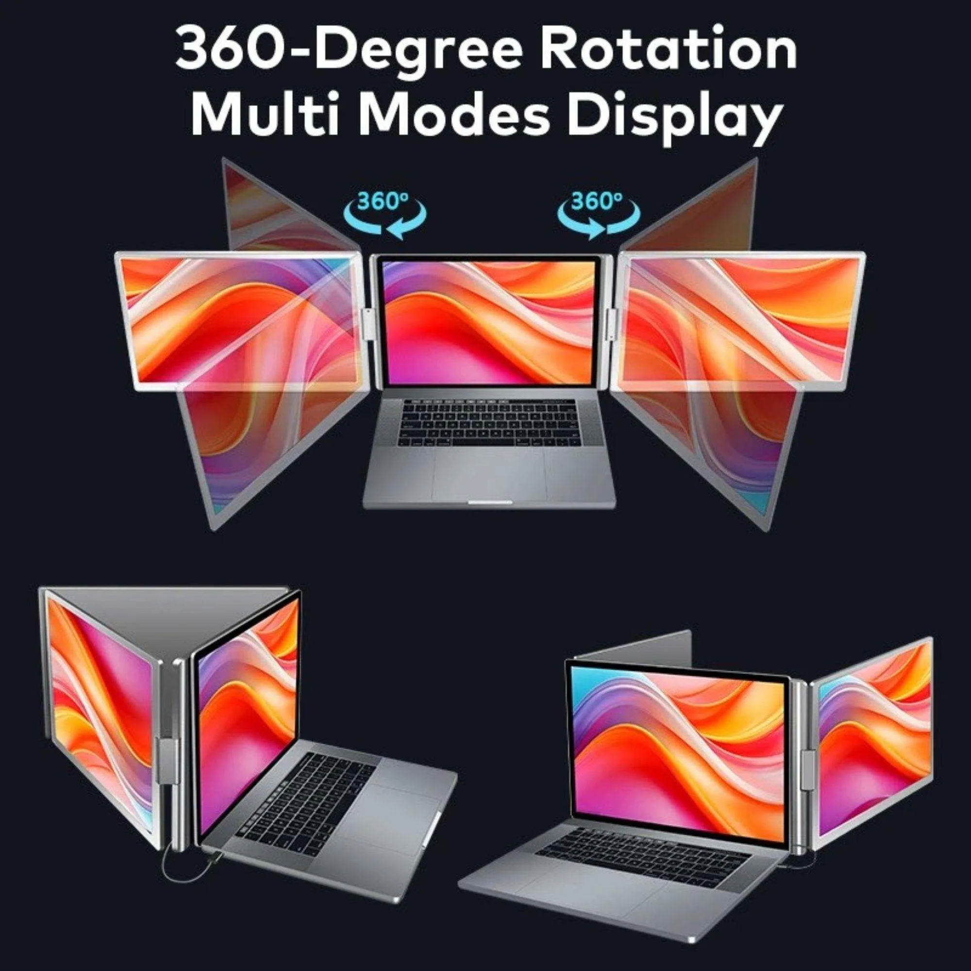 TUTT 16” Dual Portable Laptop Monitor | Single Cable Setup | FHD 1080P Triple Screen Extender | 16:10 | Stand Alone | S880 | 90-Minute Technical Support