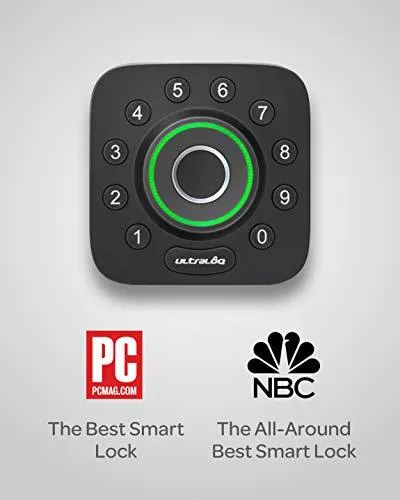 U-Bolt Pro Bluetooth Enabled Fingerprint and Keypad Smart Deadbolt   Bridge WiFi Adaptor | 6-in-1 Keyless Entry | Control Remotely Via Smartphone | Fingerprint ID | Anti-peep Code | Auto Unlock & Lock