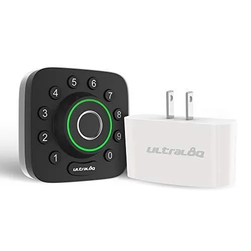 U-Bolt Pro Bluetooth Enabled Fingerprint and Keypad Smart Deadbolt   Bridge WiFi Adaptor | 6-in-1 Keyless Entry | Control Remotely Via Smartphone | Fingerprint ID | Anti-peep Code | Auto Unlock & Lock