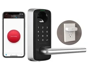 ULTRALOQ Lever The Most Advanced Smart Lock   Bridge WiFi Adaptor, Keyless Entry Bluetooth Fingerprint Digital Keypad Door Lock with Reversible Handle, Works with Alexa, Google Assistant, IFTTT