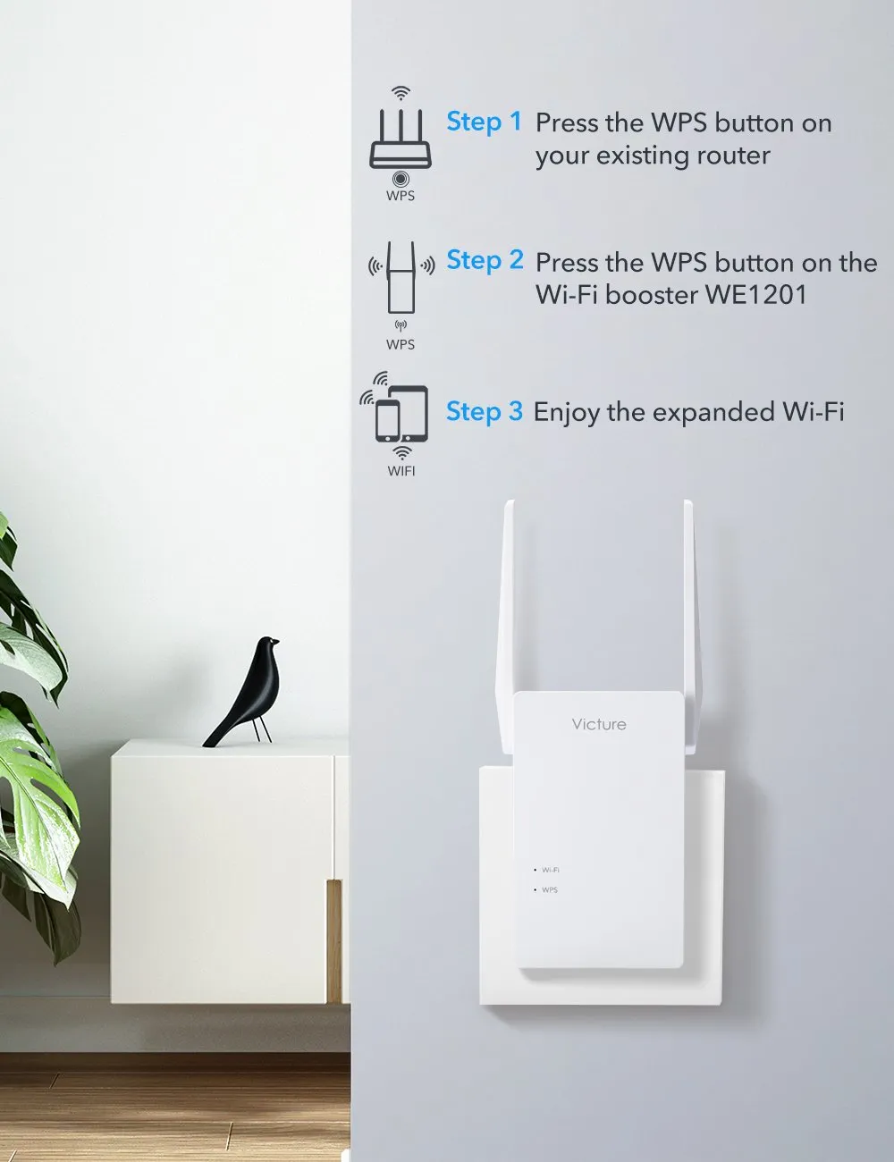 Victure WE1201 Dual Band 5Ghz /2.4Ghz Wifi Booster