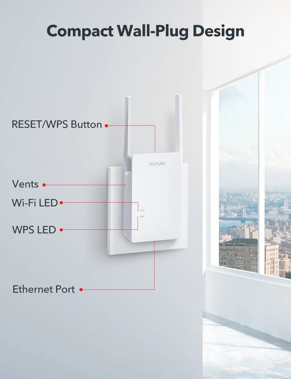 Victure WE1201 Dual Band 5Ghz /2.4Ghz Wifi Booster